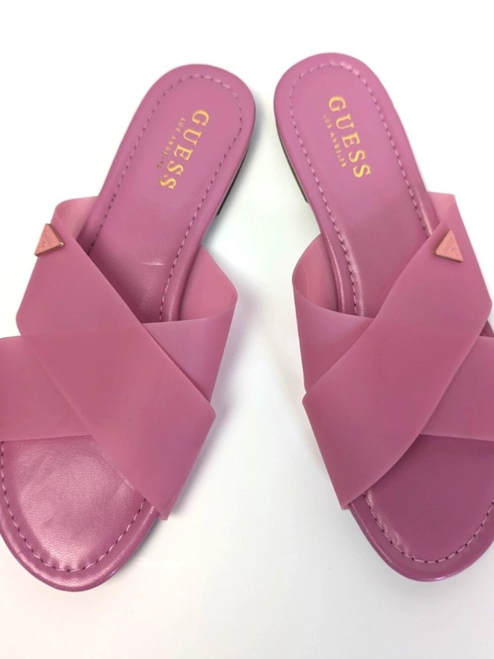 GUESS Pink Jelly Crisscross Flat Slide Sandals Size 8M